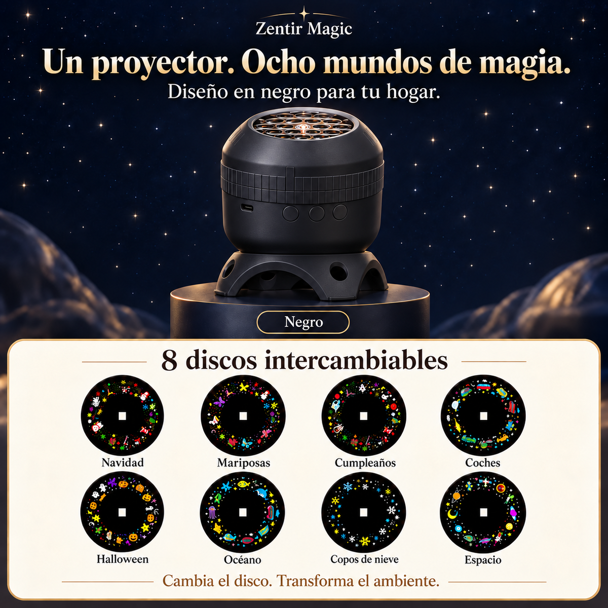 Zentir Magic Proyector 8 mundos de luz