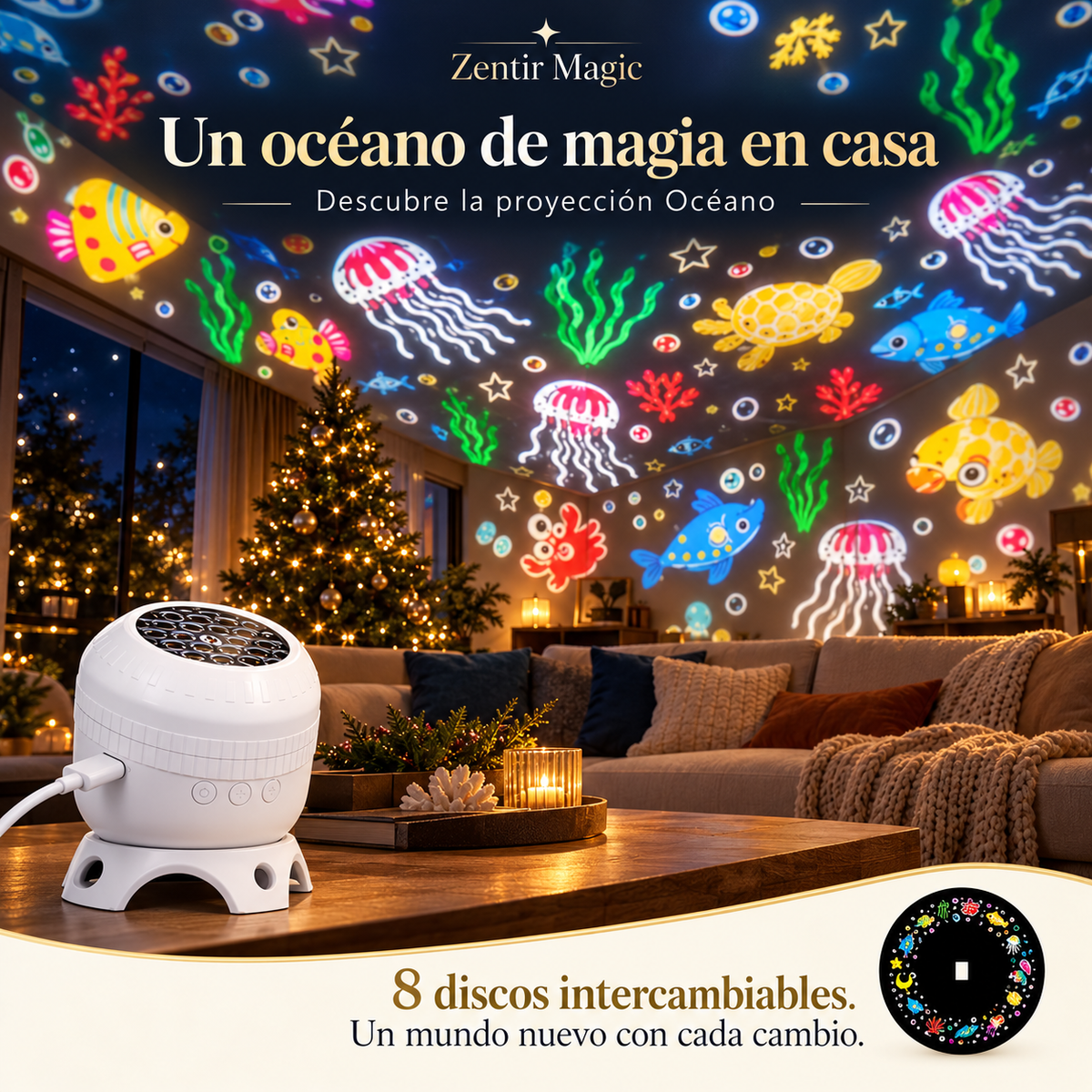 Zentir Magic Proyector 8 mundos de luz