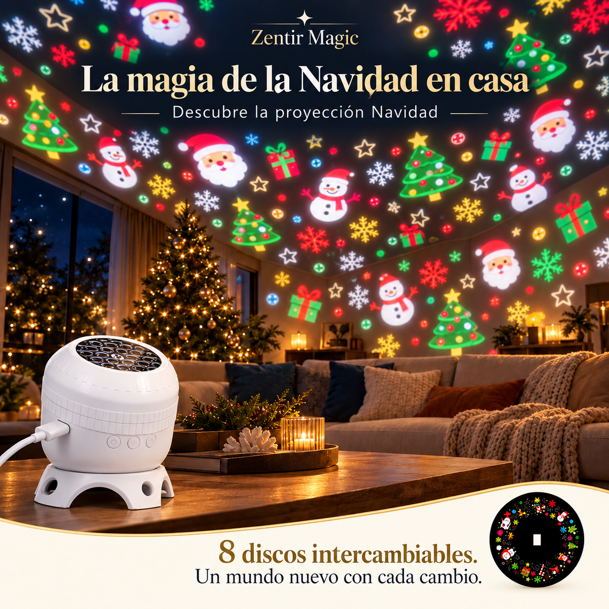 Zentir Magic Proyector 8 mundos de luz