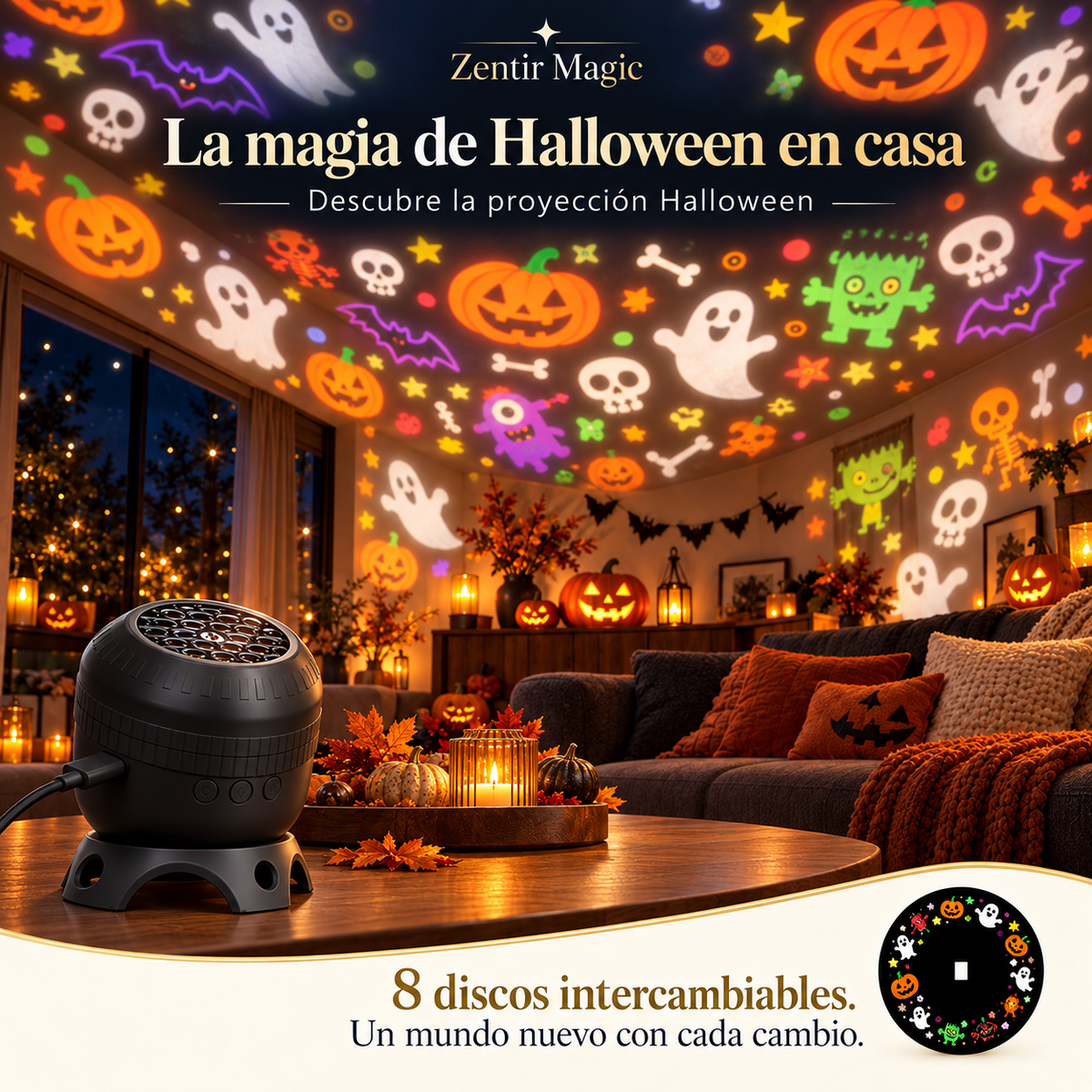 Zentir Magic Proyector 8 mundos de luz
